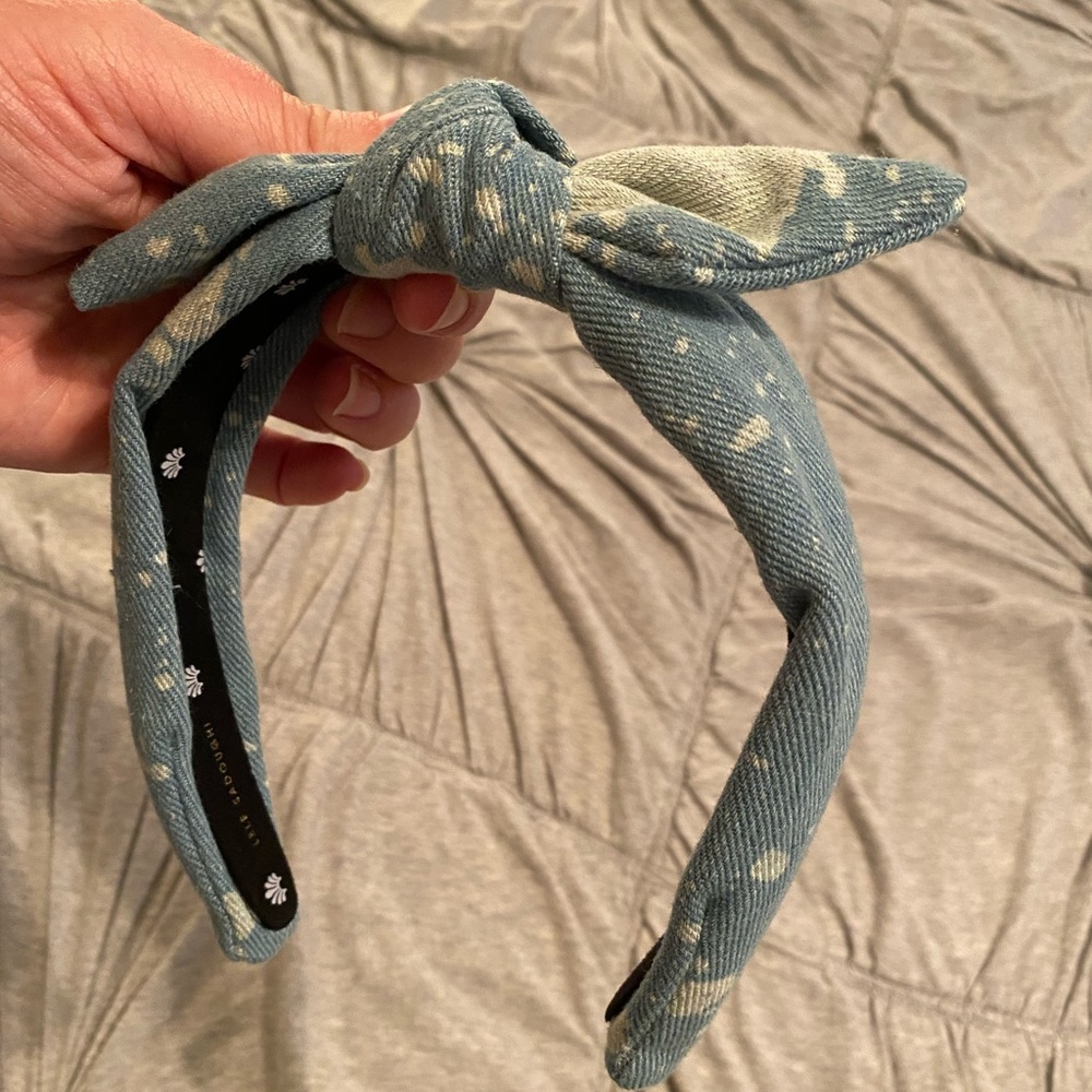 NWT Lele Sadoughi Denim Bow Headband